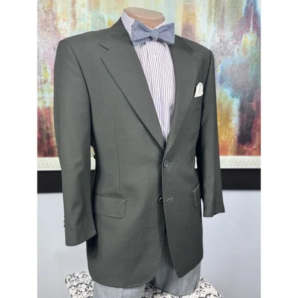 Tiglio Mens Forrest Green Super 140s Blazer 42S Made In Italy MSRP $1395